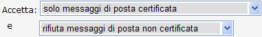 abilita inoltro messaggi non certificati
